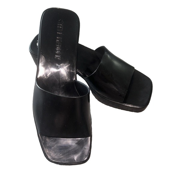 Steve Madden Shoes - 5m-women's Steve Madden Harlin Slip On Black Slip On Patent Platform Mules